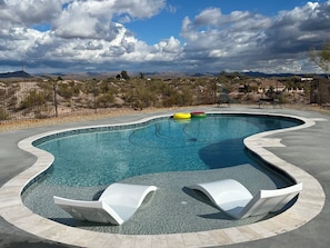 Large Heated (Upon Request) Pool with Loungers
