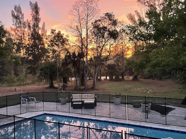 Sunrise over the pool