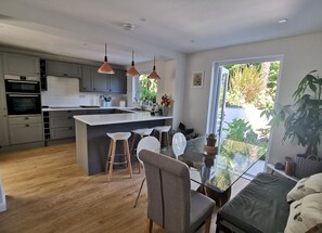 Wonderful social space. Kitchen/ Dining area overlooking the garden