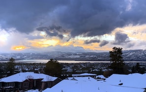 Lake, mountain, valley and city view from your bedroom.