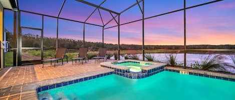 Dive into relaxation in your private pool with spa, perfect for unwinding under the Florida sun.