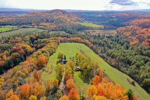 Quiet, private setting with views of farmland and surrounding hills.