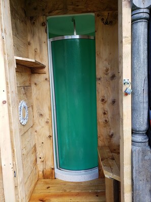 new hot shower done fall of 2023 .. alot of old things put to good use.