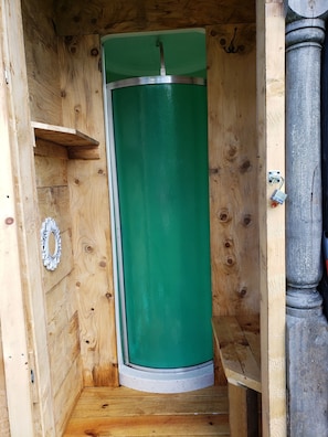 new hot shower done fall of 2023 .. alot of old things put to good use.