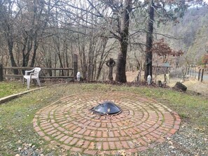 Fire pit in front yard 