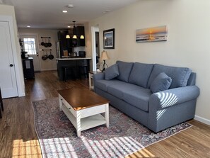 Living area and kitchen