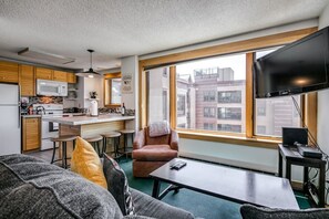 Living Room with views of the village and the ski slopes