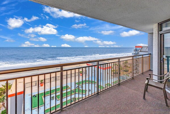 Enjoy the direct view of the ocean from the balcony! Balcony extends to living room and master. Watch the sunrise with your coffee!