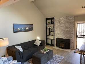 Living Room w/wood burning fire place