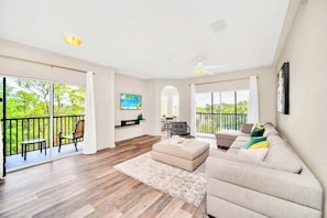 Modern living area with smart TV