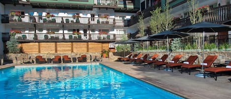 After a long day exploring the area, guests can take a dip in the large outdoor pool.