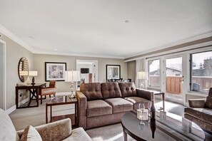 Take a seat in the comfortable sitting area after a day on the slopes.