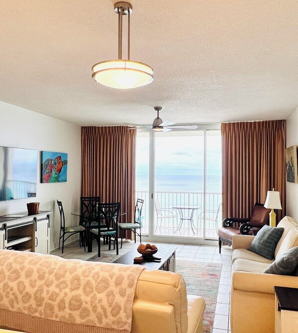 Spacious living room with balcony access!