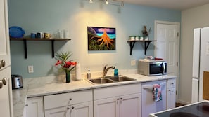 Fully stocked kitchen with everything: spices ,cooking oil, all appliances