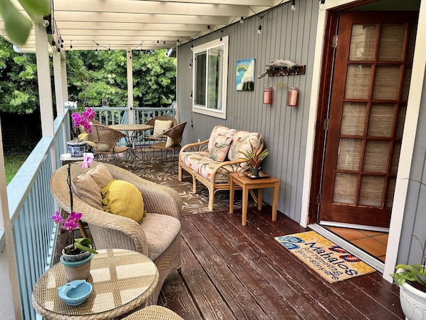 Beautiful outdoor dining /living area for enjoying the rainforest