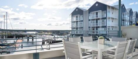 Enjoy the spectacular views of Seaport Marina from the comforts of the deck