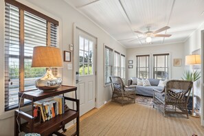 Living room with access to porch