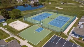 Volleyball, basketball, tennis and pickle ball courts 