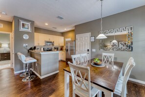 View of dining room and kitchen areas