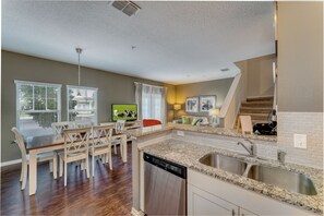 Downstairs has an open floor plan to maximize space