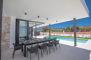 Shaded outside dining area