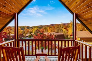 Relax on the balcony with amazing views of the Smokies