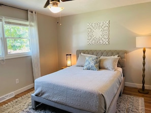 Each of the two smaller bedrooms has a queen size bed.