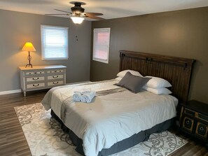 BR5 Huge master bedroom with plush king bed.