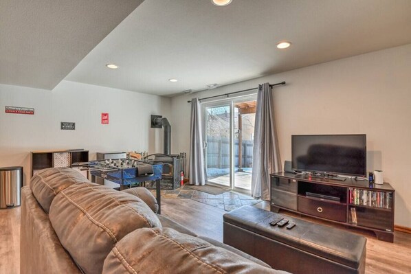 Downstairs hang out area with Foosball table!
