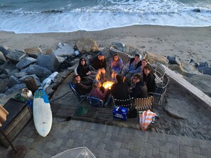 Fire pit area just off the deck. Fire wood provided