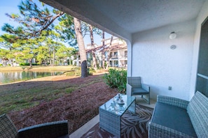 The main patio is covered and very private.