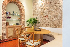 Dining room and minibar with a nespresso machine