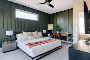 Primary king bedroom with work station