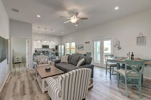 Open Living, Dining, and Kitchen