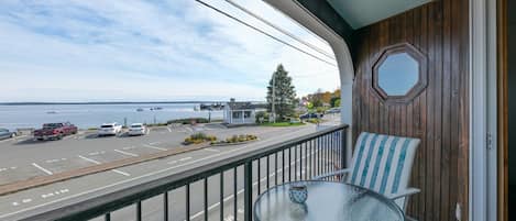 balcony view of ferry dock