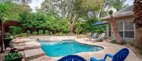 Getaway from it all and enjoy the Private pool with hot tub, patio, and grill. 