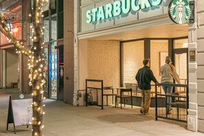 Starbucks Mainstreet Entrance below City Suites Logan.