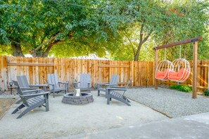 backyard has a built-in fire pit for those cooler cali nights