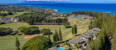 A stunning bird's eye view of the Kapalua Golf Villas.