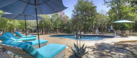 Comfortable lounge chairs are a perfect spot to relax in the shade.