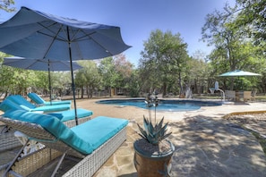 Comfortable lounge chairs are a perfect spot to relax in the shade.