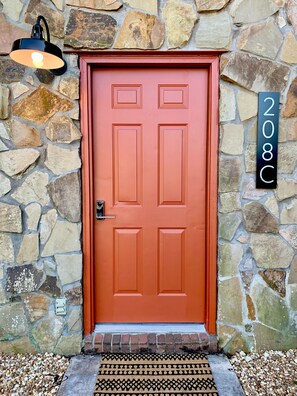 Well lit front door with remote lock