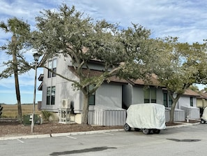 We are an end unit w/ parking right in front of the door. Golf cart for you too