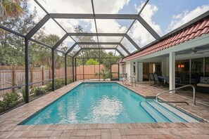 Heated pool fully enclosed.