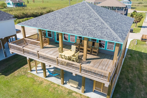 Take in the views from the expansive upper deck and lower patio