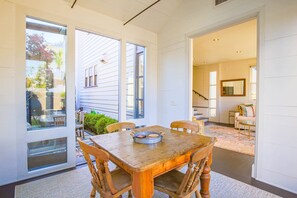 This elegant home also features a sun room that leads to a private, outdoor courtyard.