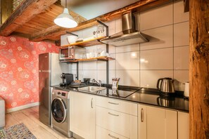 View of the kitchen with appliances