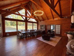Relax at the oversized dining table with some of your favorite people.