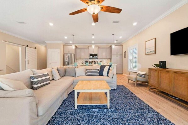 Relax with the whole family in our large living room