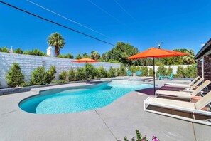 Private pool area with 6 foot wall around the entire backyard. 